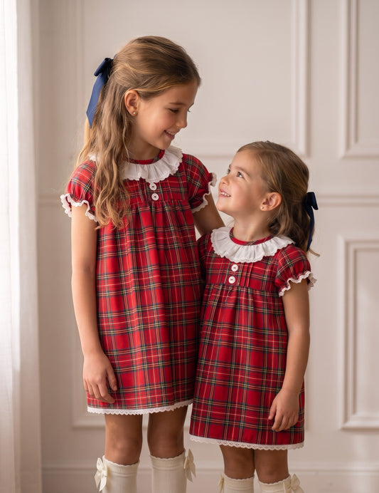 Vestido Madrid tartán rojo