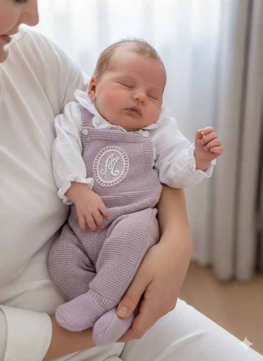 Conjunto peto c/gorro lila