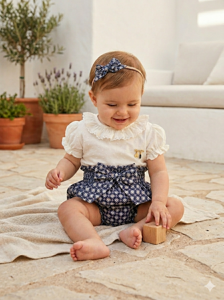 Bombacha c/lazo geometrica azul marino