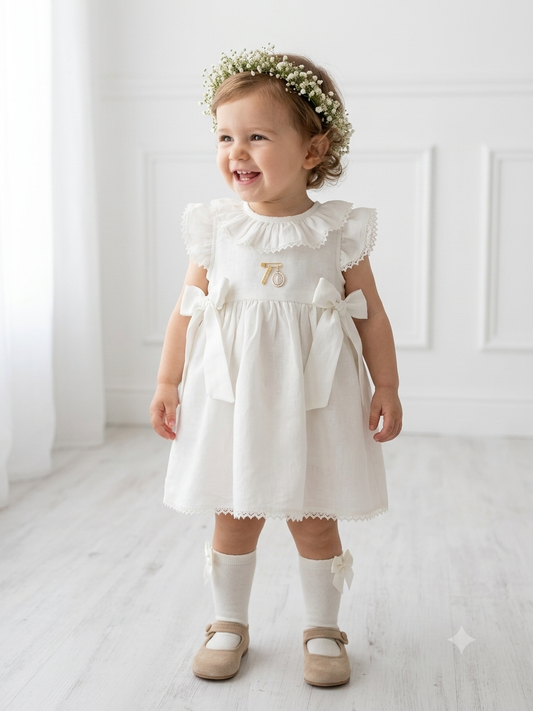 Vestido ranita cortejo hilo crudo