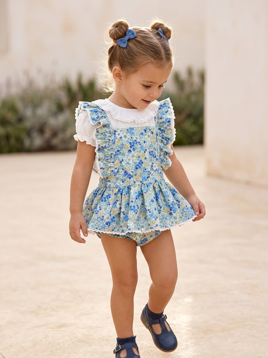 Jumper  flores tipo Liberty azul y amarillo