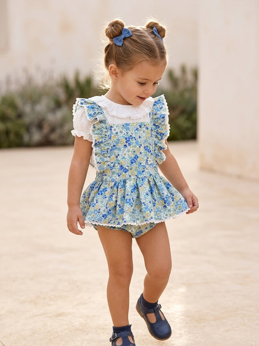 Jumper  flores tipo Liberty azul y amarillo