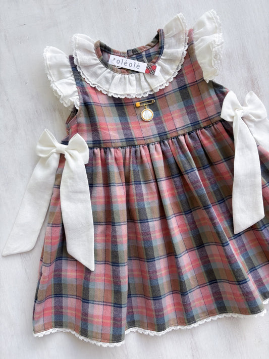 Vestido ranita tartán rosado
