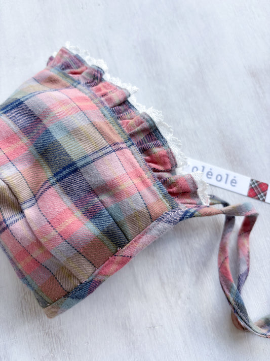 Gorro tartán rosado
