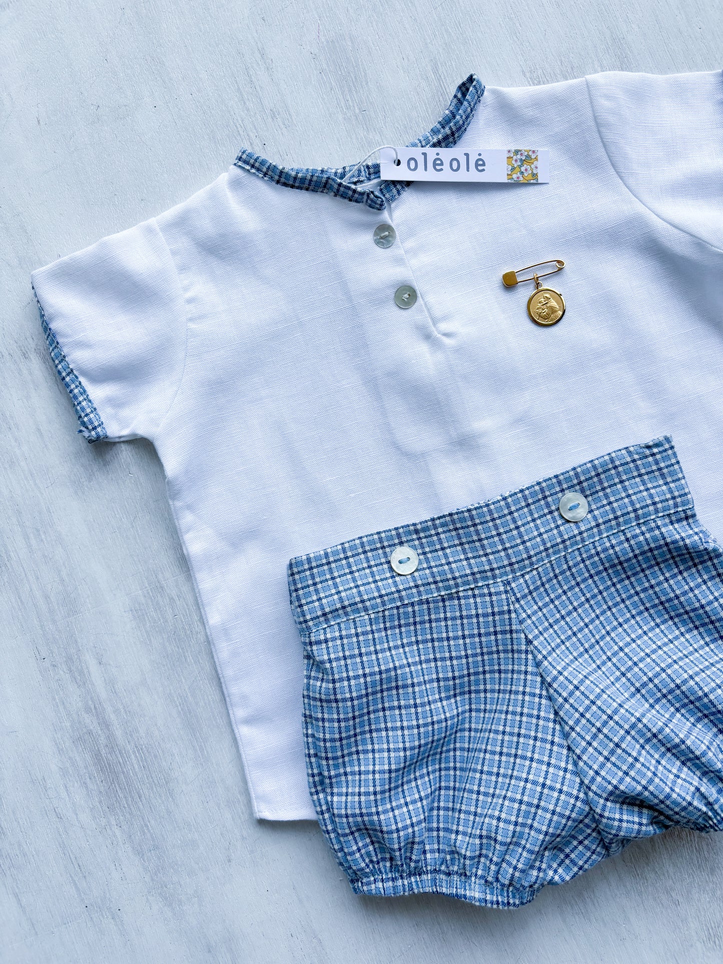 Conjunto varón bombacha cuadros camisería