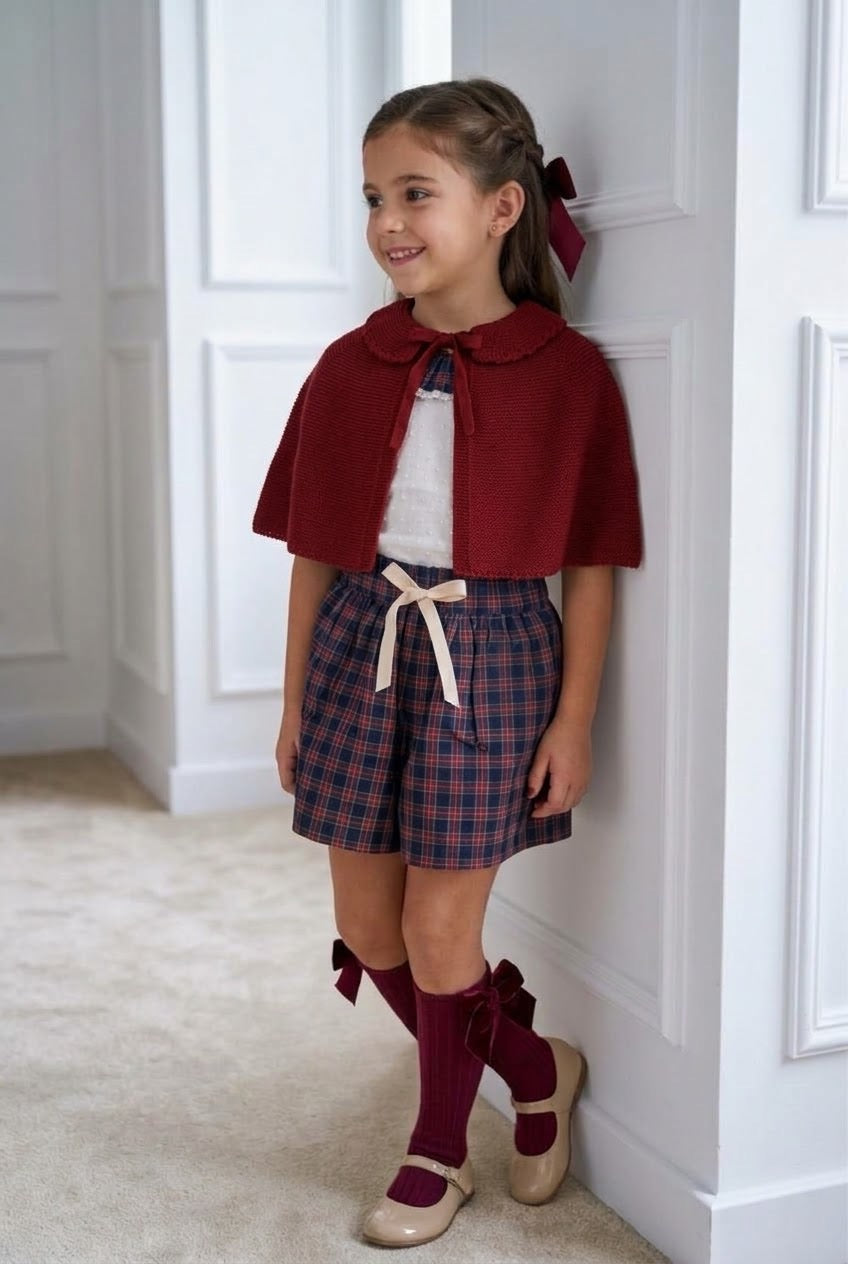 Conjunto MatchyCuello falda de grande tartán marino y rojo