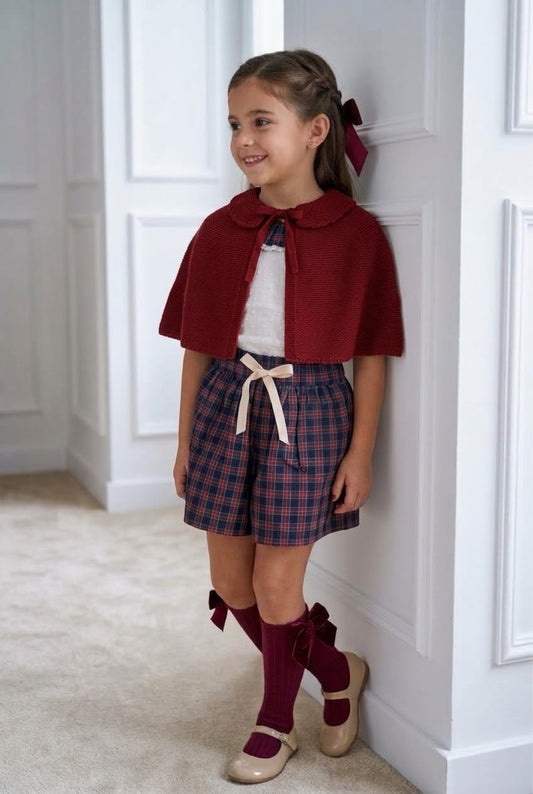 Conjunto MatchyCuello falda de grande tartán marino y rojo