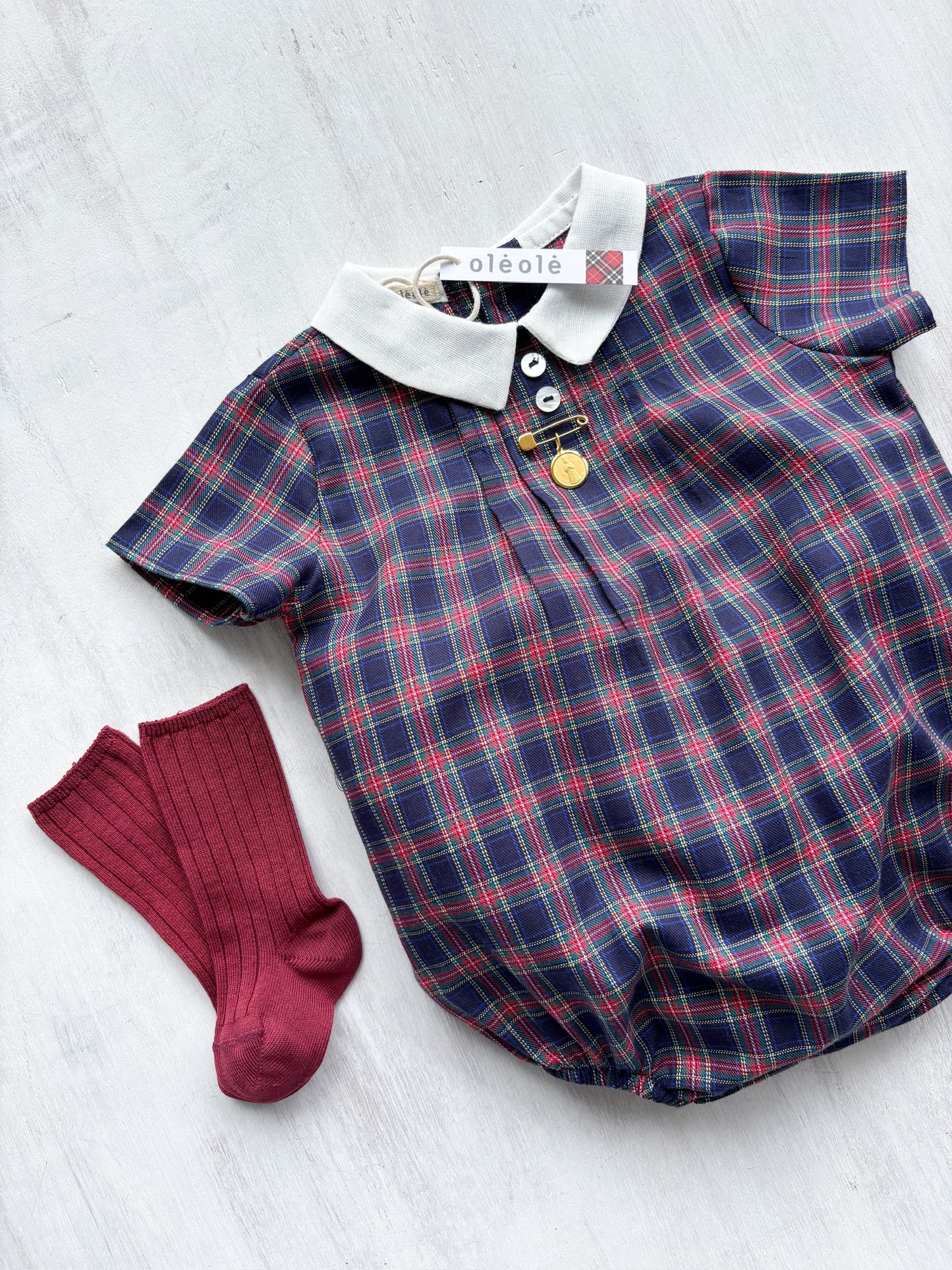 Ranita varón tartán marino y rojo