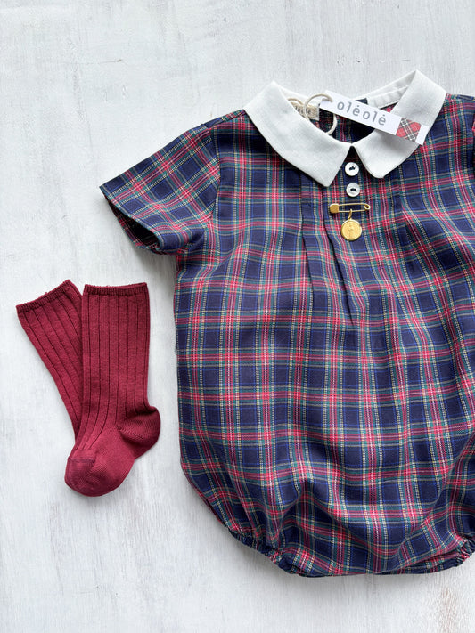 Ranita varón tartán marino y rojo