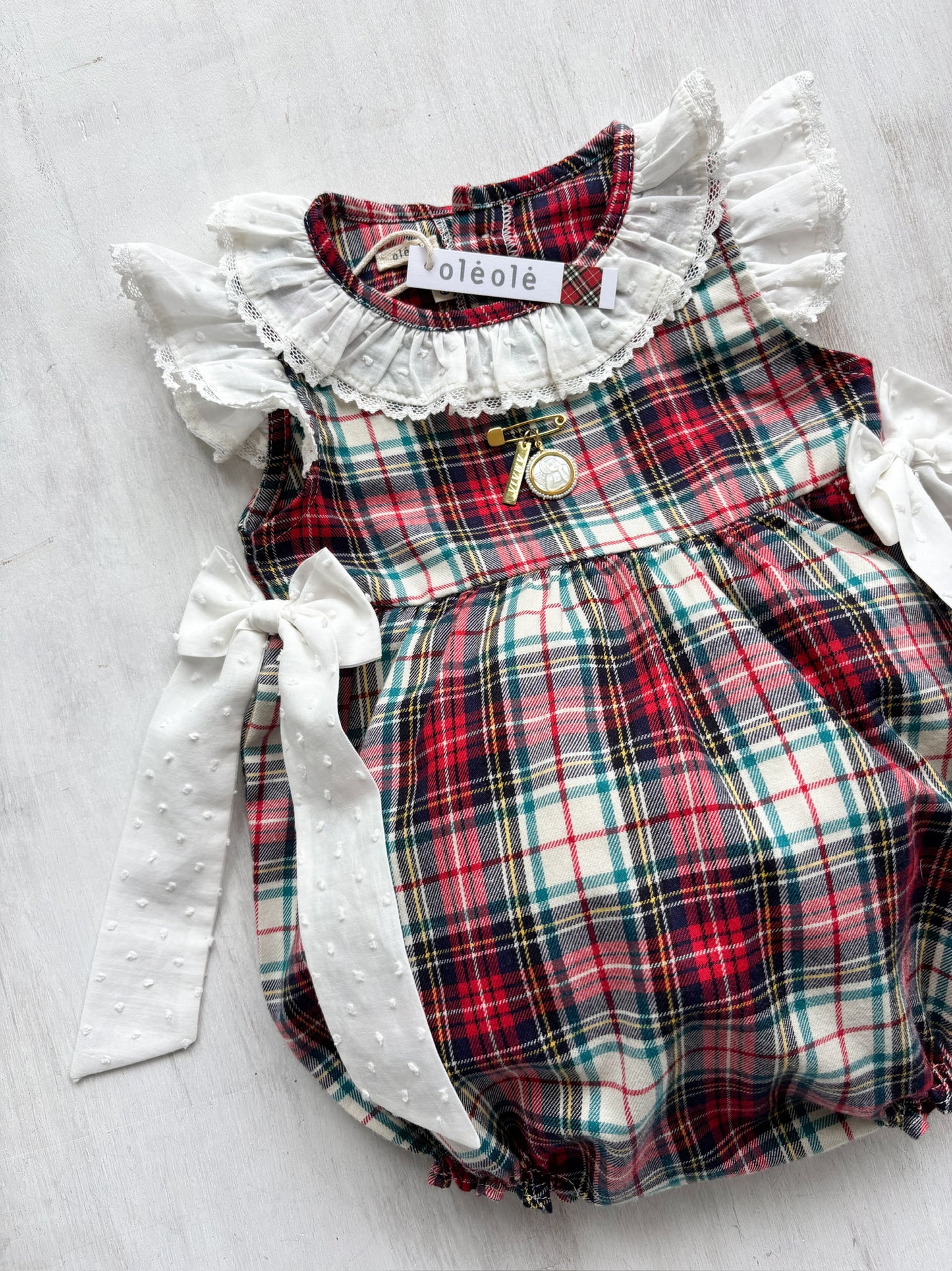 Ranita tartán burdeos y beige