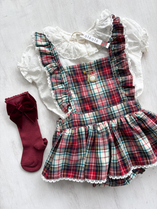 Jumper tartán burdeos y beige