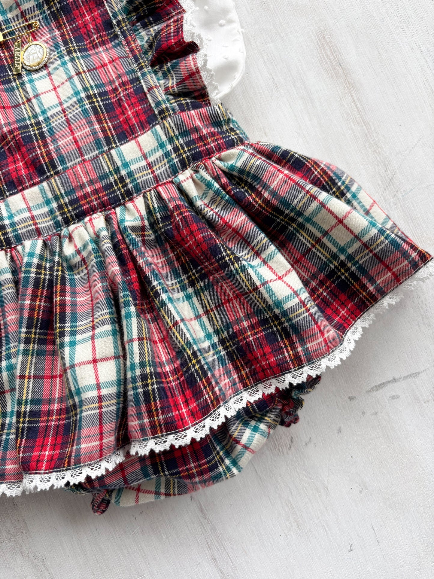 Jumper tartán burdeos y beige