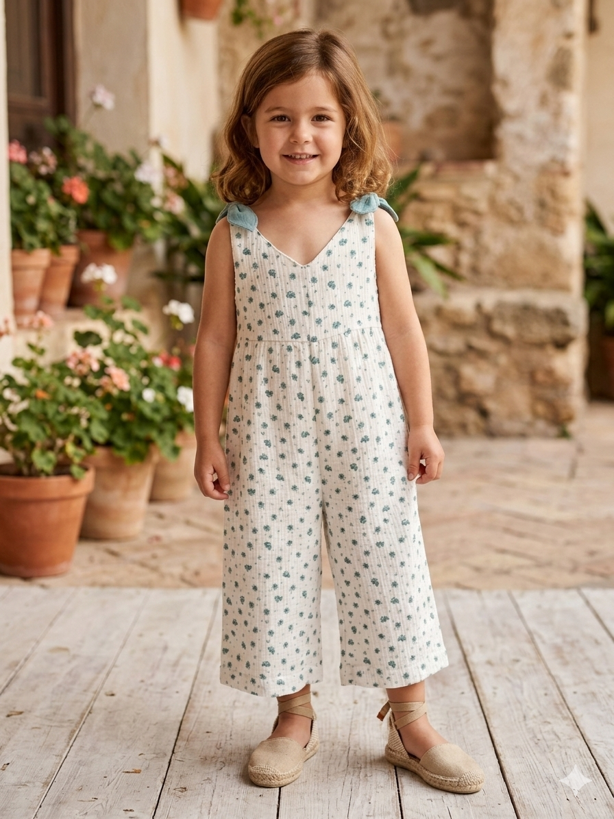 Braga de niña boblé flores medianas tonos verdes