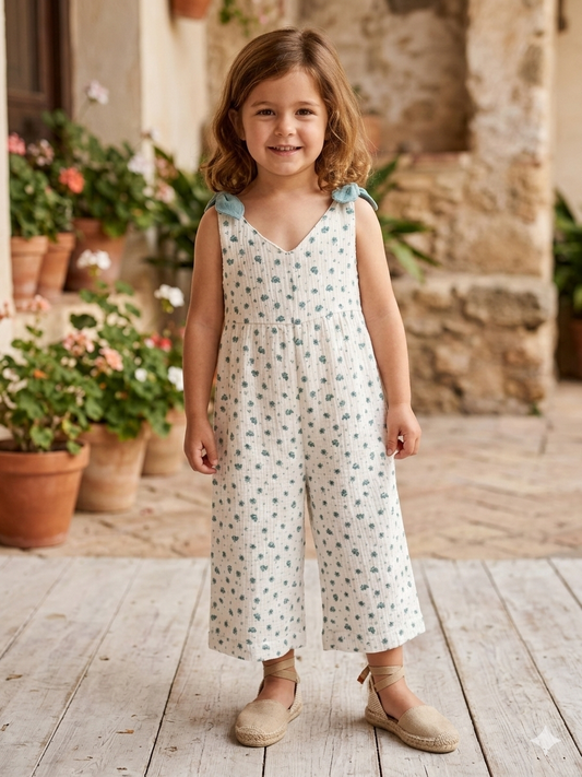 Braga de niña boblé flores medianas tonos verdes