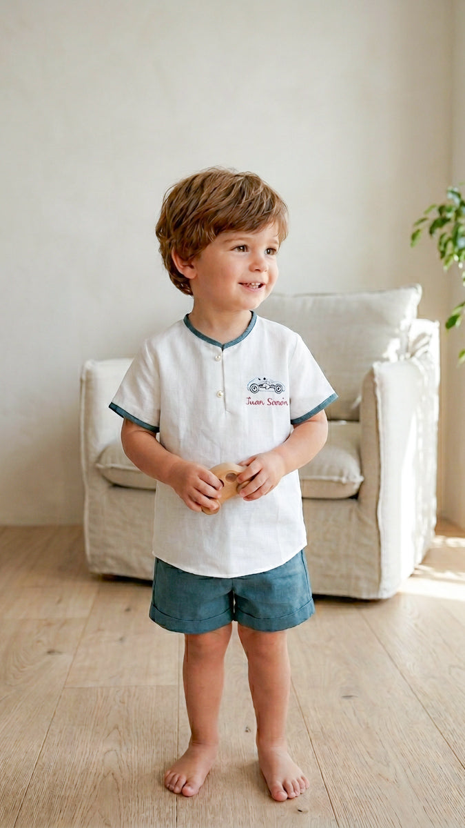 Conjunto varón short blue jean