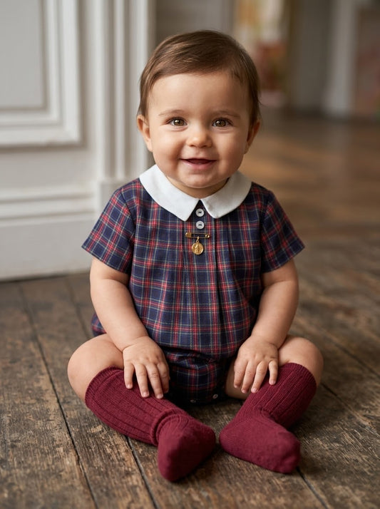 Ranita varón tartán marino y rojo