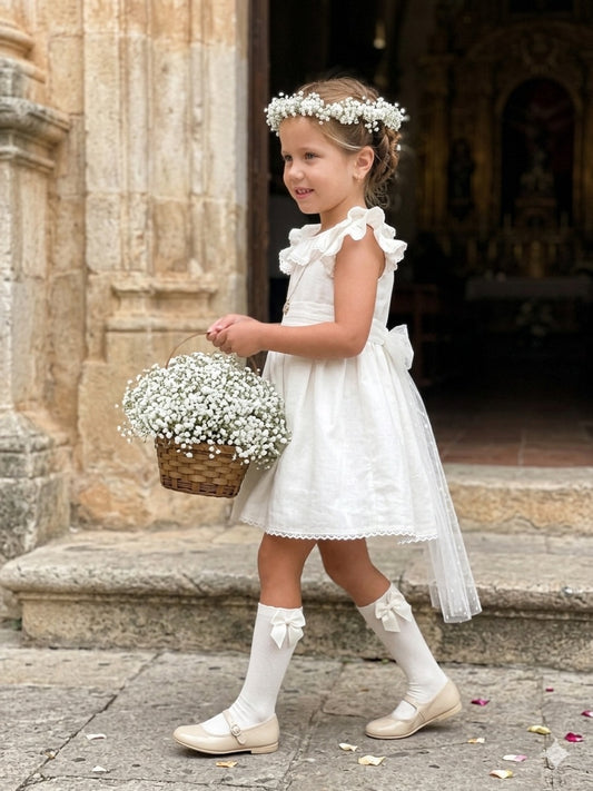 Vestido ranita cortejo hilo blanco