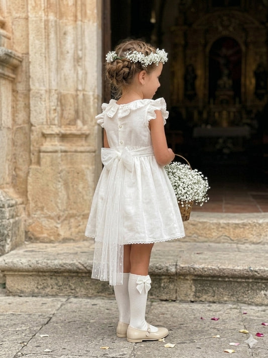 Vestido ranita cortejo hilo blanco