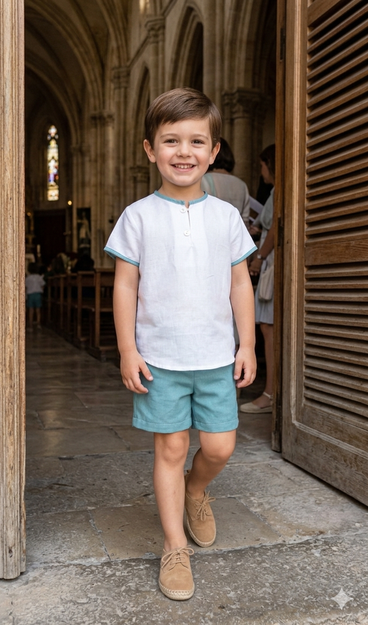 Conjunto varón short cortejo turquesa