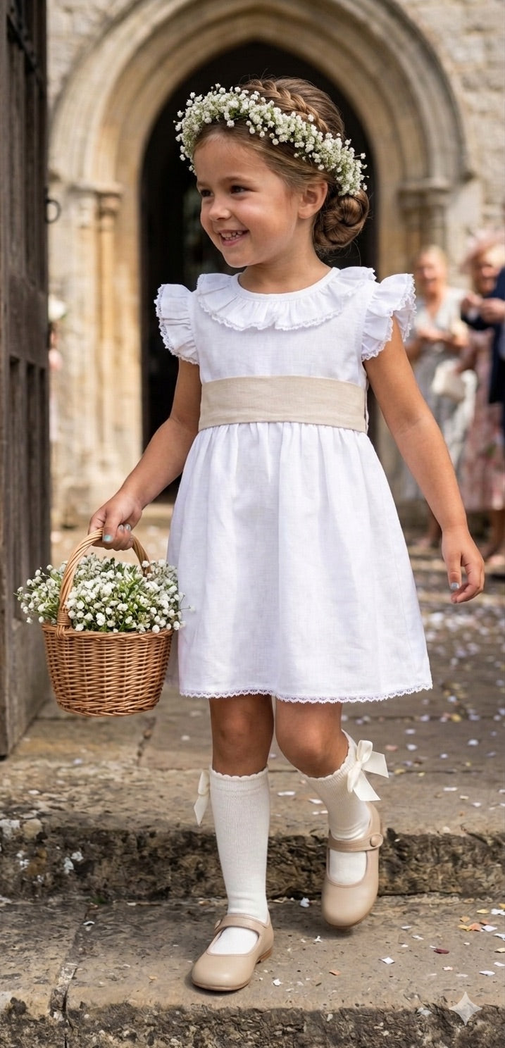 Vestido ranita cortejo hilo blanco