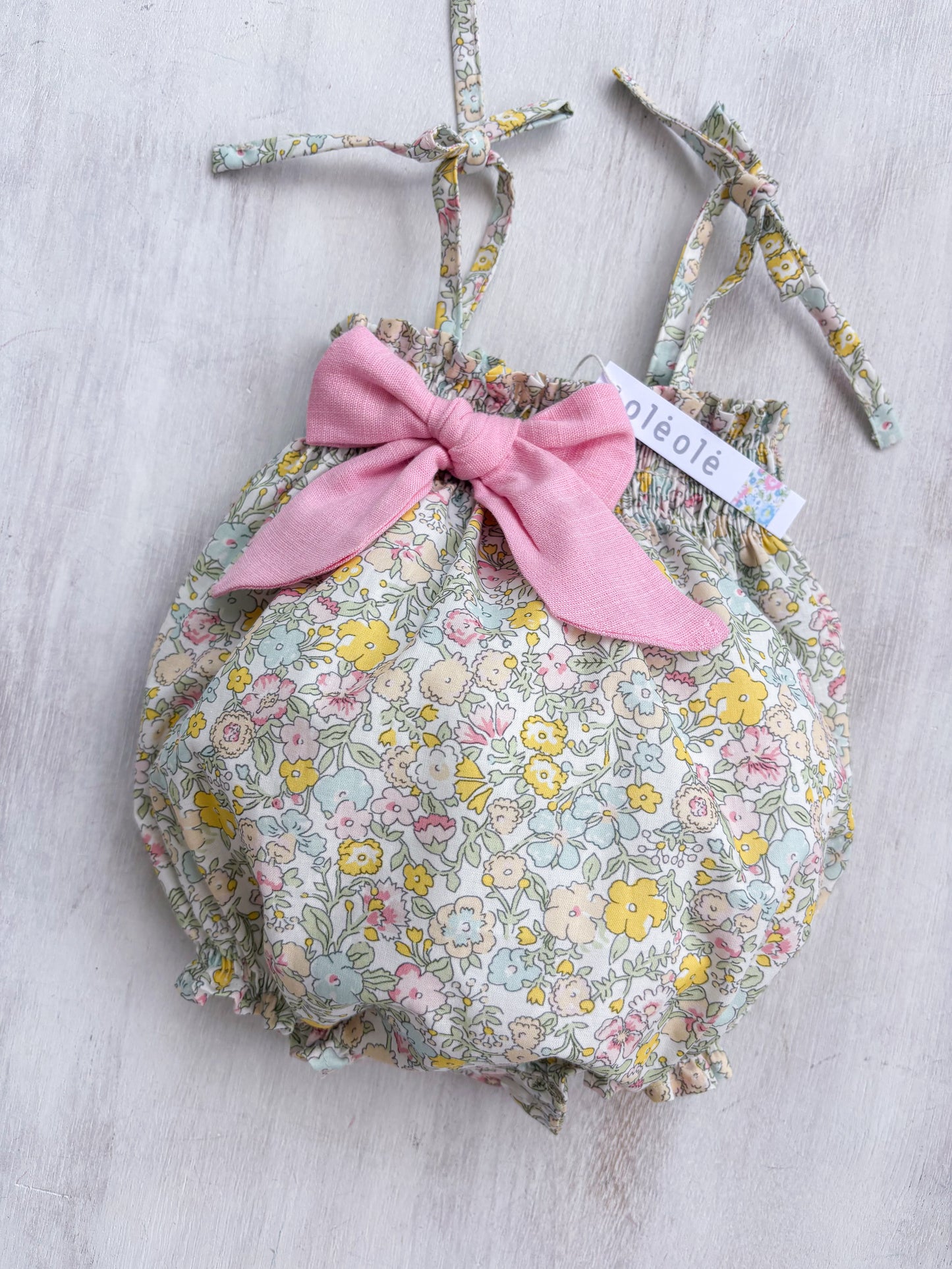 Bombacha tiritas flores medinas amarillas combinadas