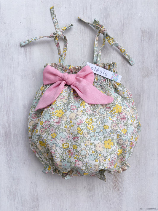 Bombacha tiritas flores medinas amarillas combinadas