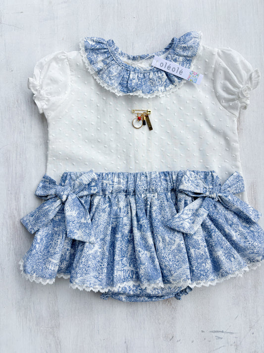 Conjunto MatchyCuello falda c/lazos toile azul