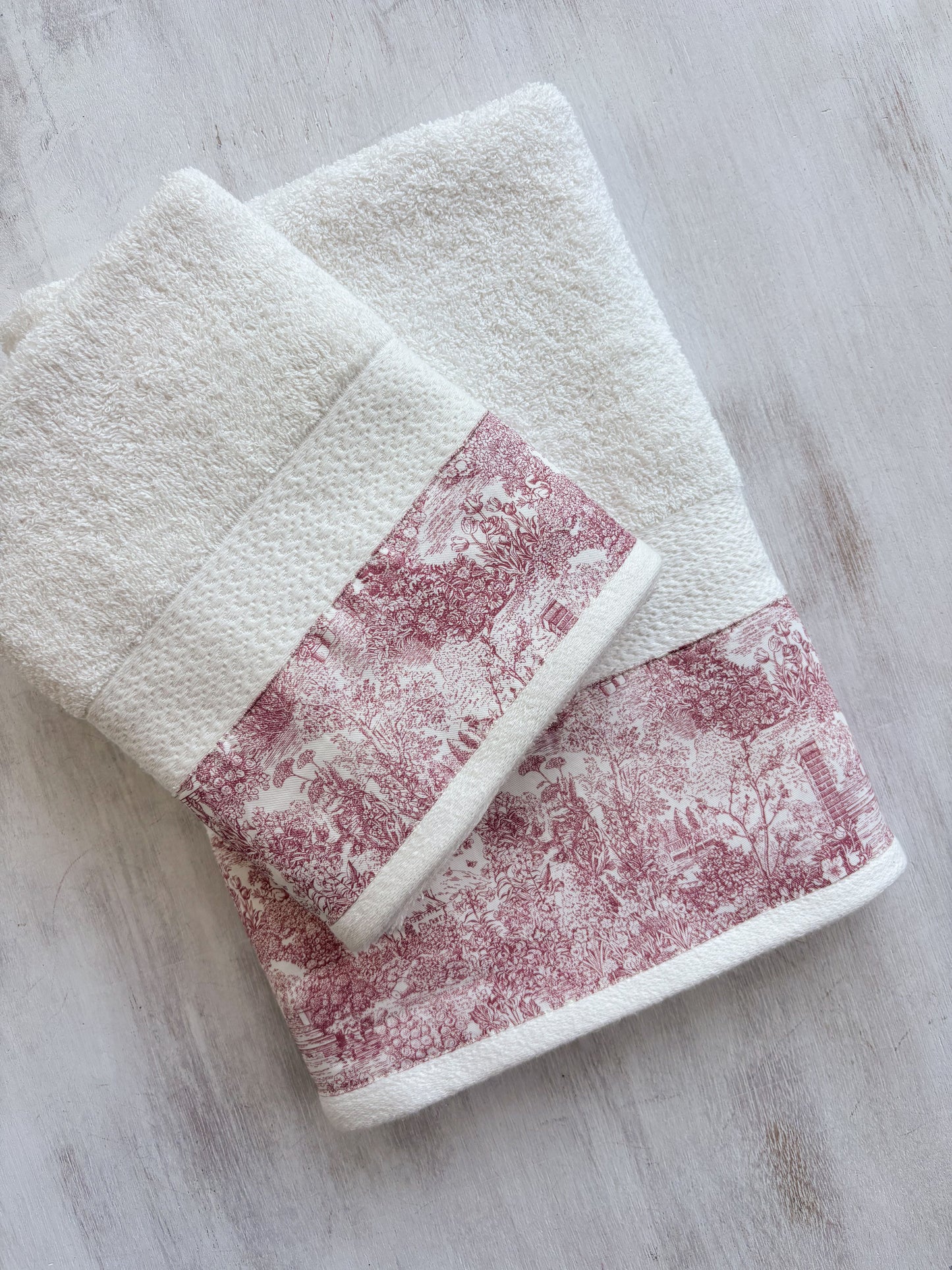 Juego de paños toile rosado