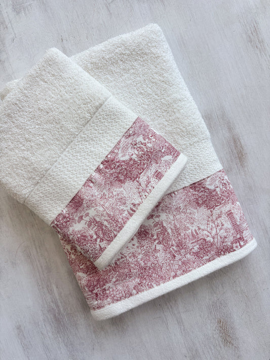 Juego de paños toile rosado