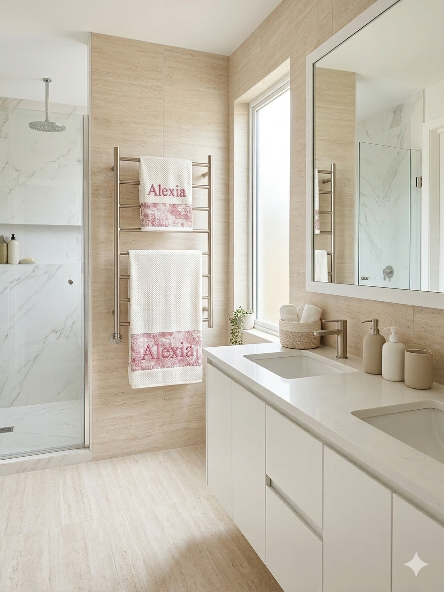 Juego de paños toile rosado