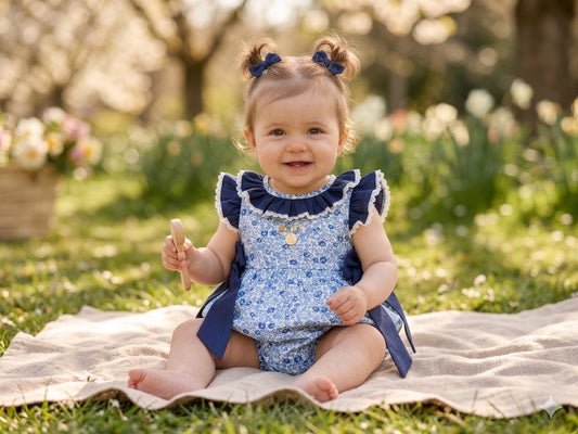 Ranita flores medianas azul