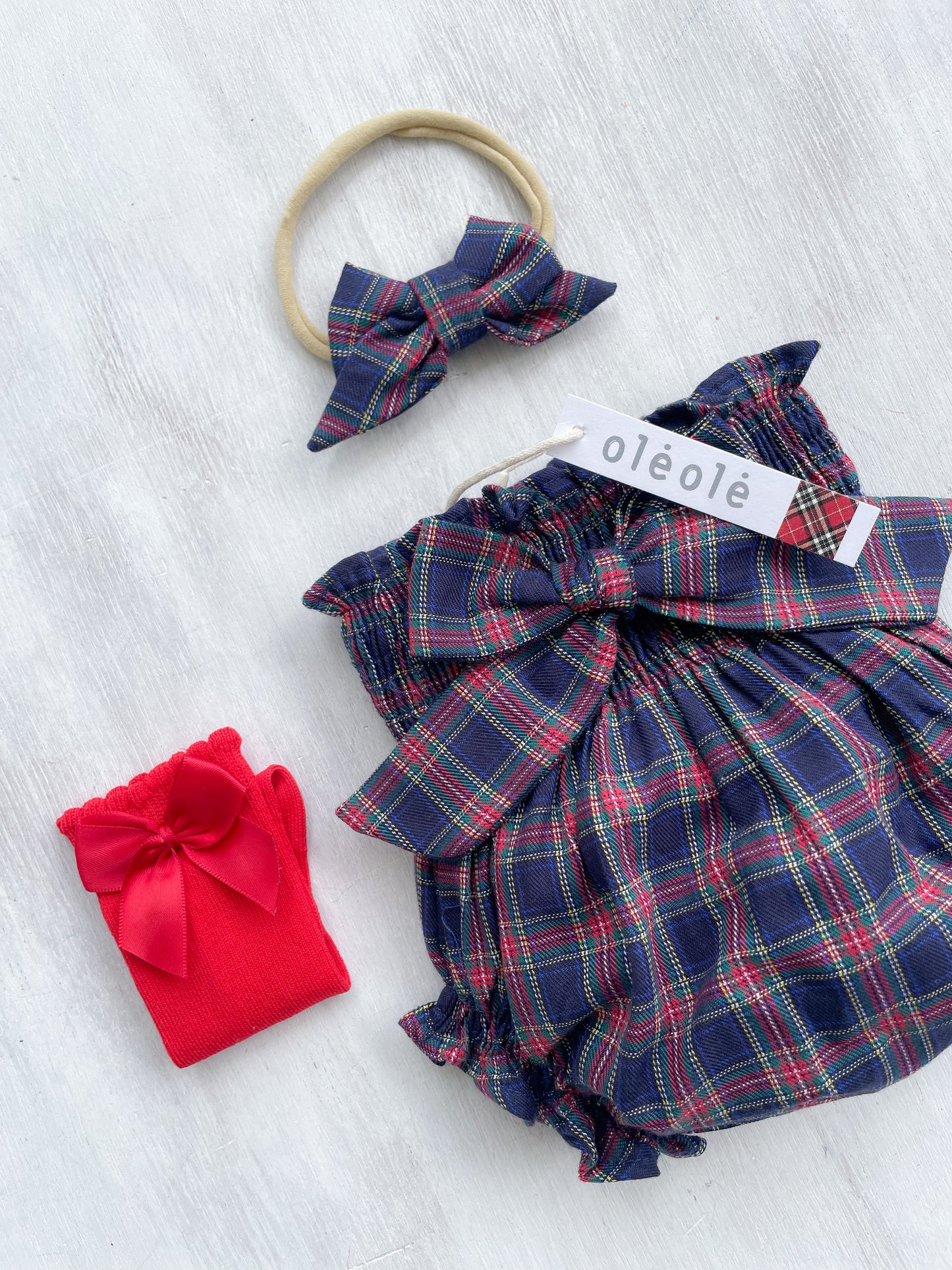 Bombacha c/ lazo tartán marino y rojo