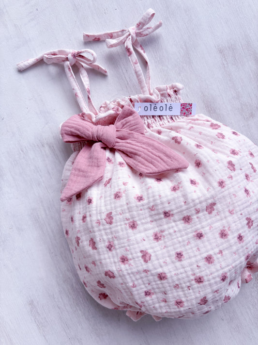 Bombacha tiritas  boblé flores rosado