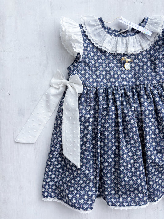Vestido ranita geometrica azul marino