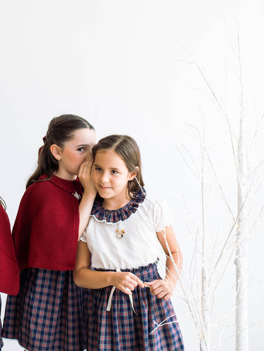 Conjunto MatchyCuello falda de grande tartán marino y rojo