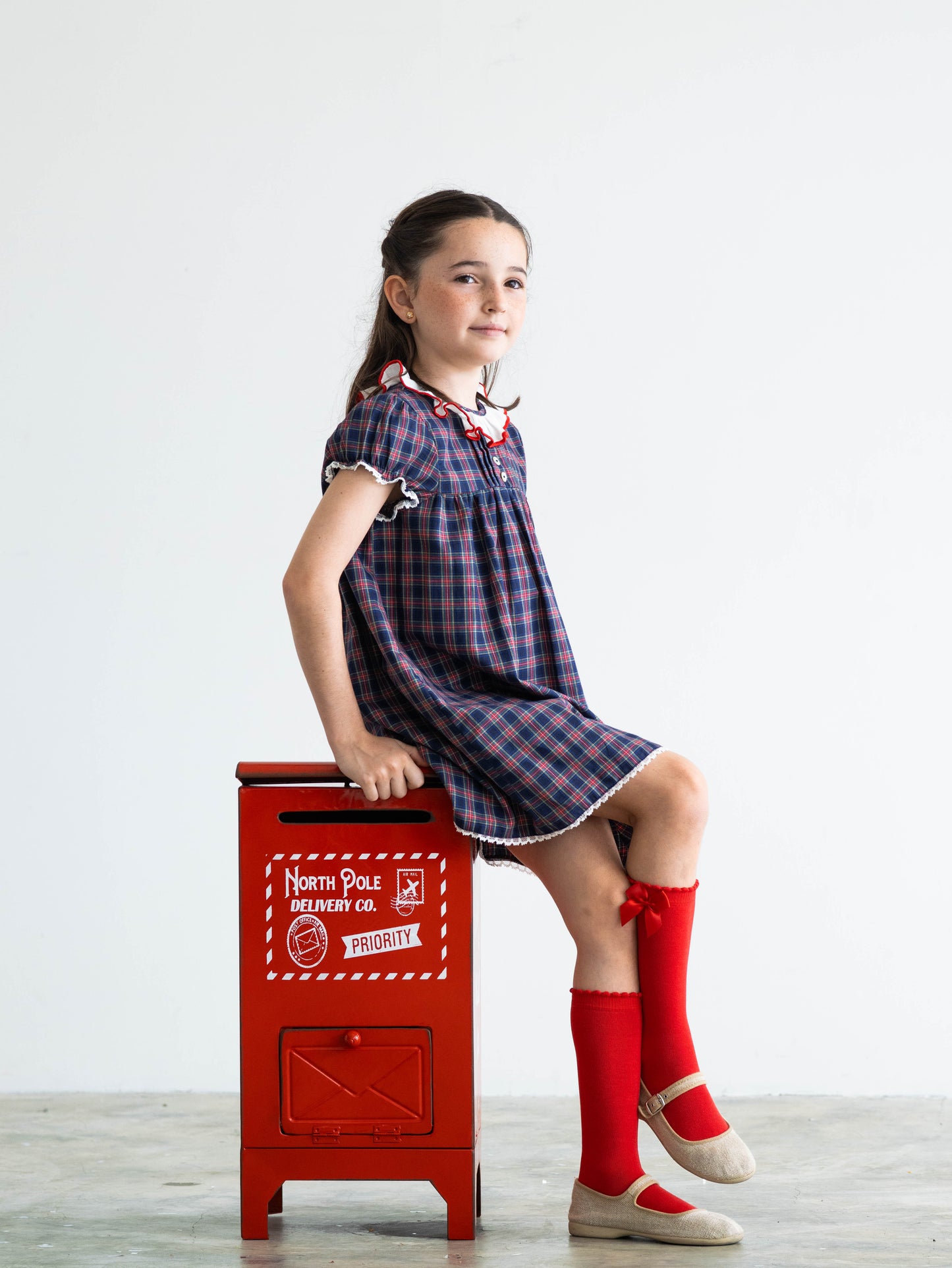 Vestido Madrid tartán marino y rojo