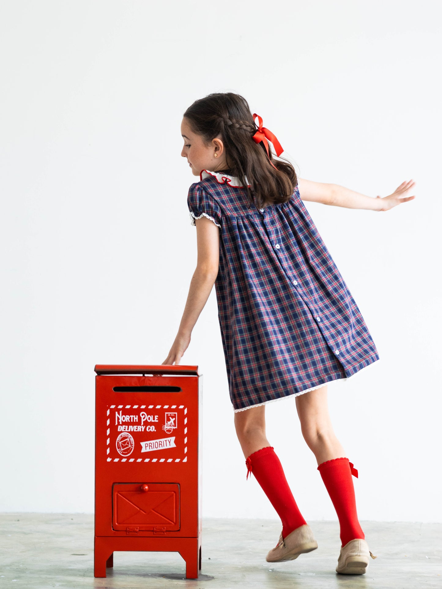 Vestido Madrid tartán marino y rojo