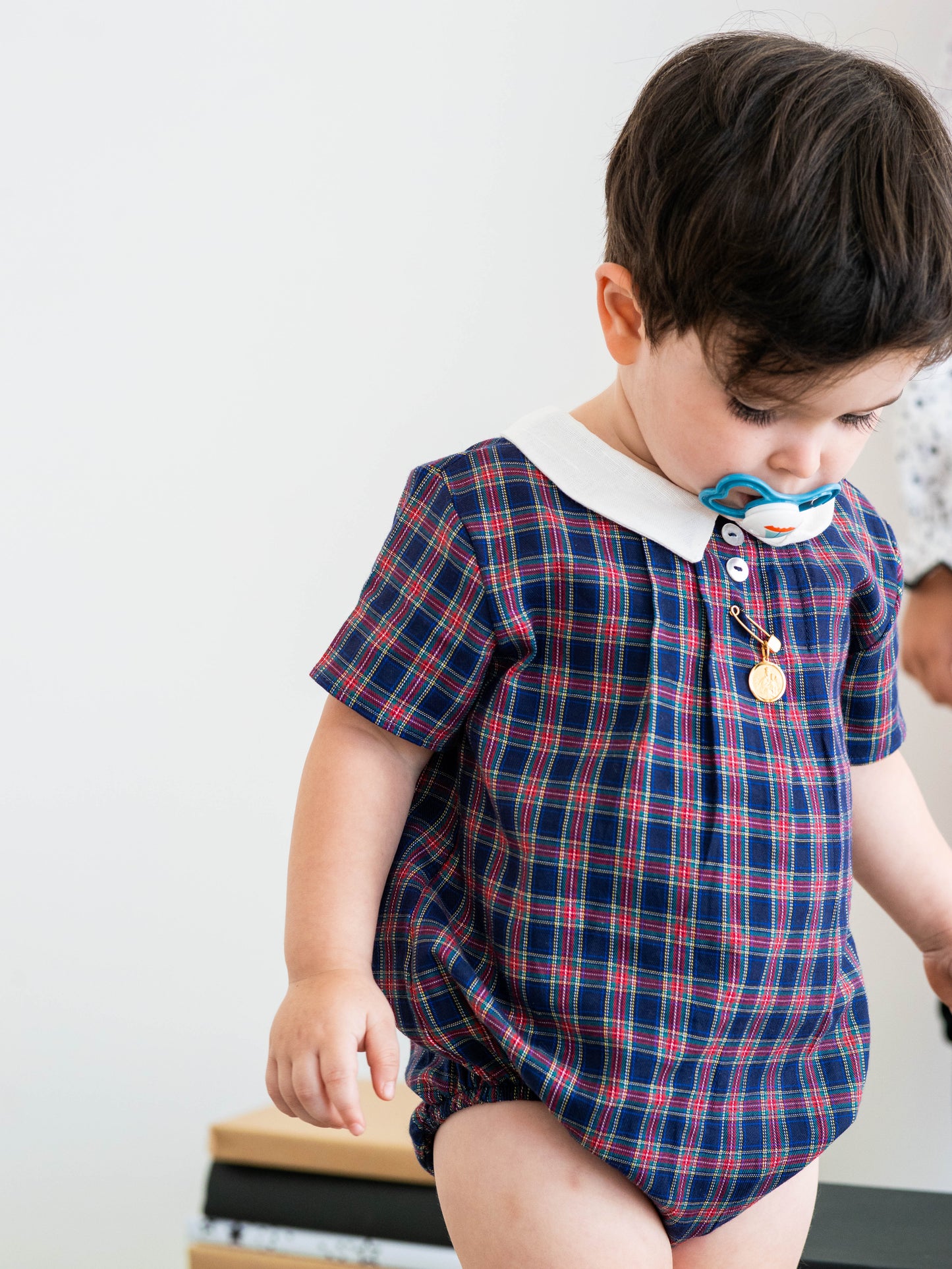 Ranita varón tartán marino y rojo