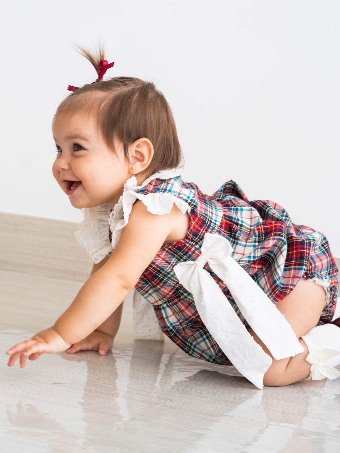 Ranita tartán burdeos y beige