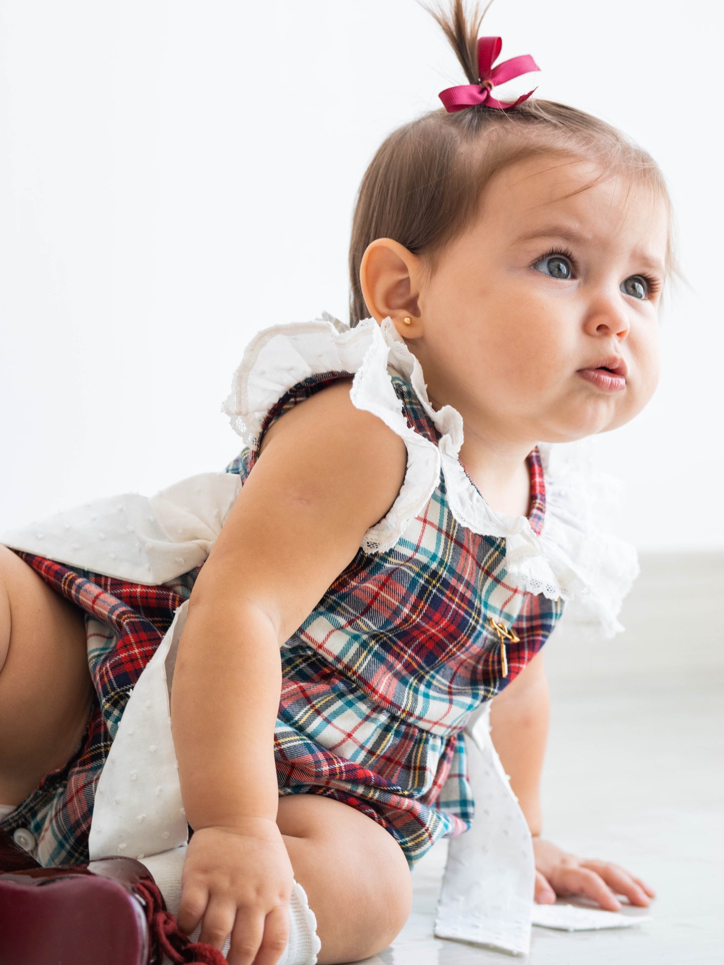 Ranita tartán burdeos y beige