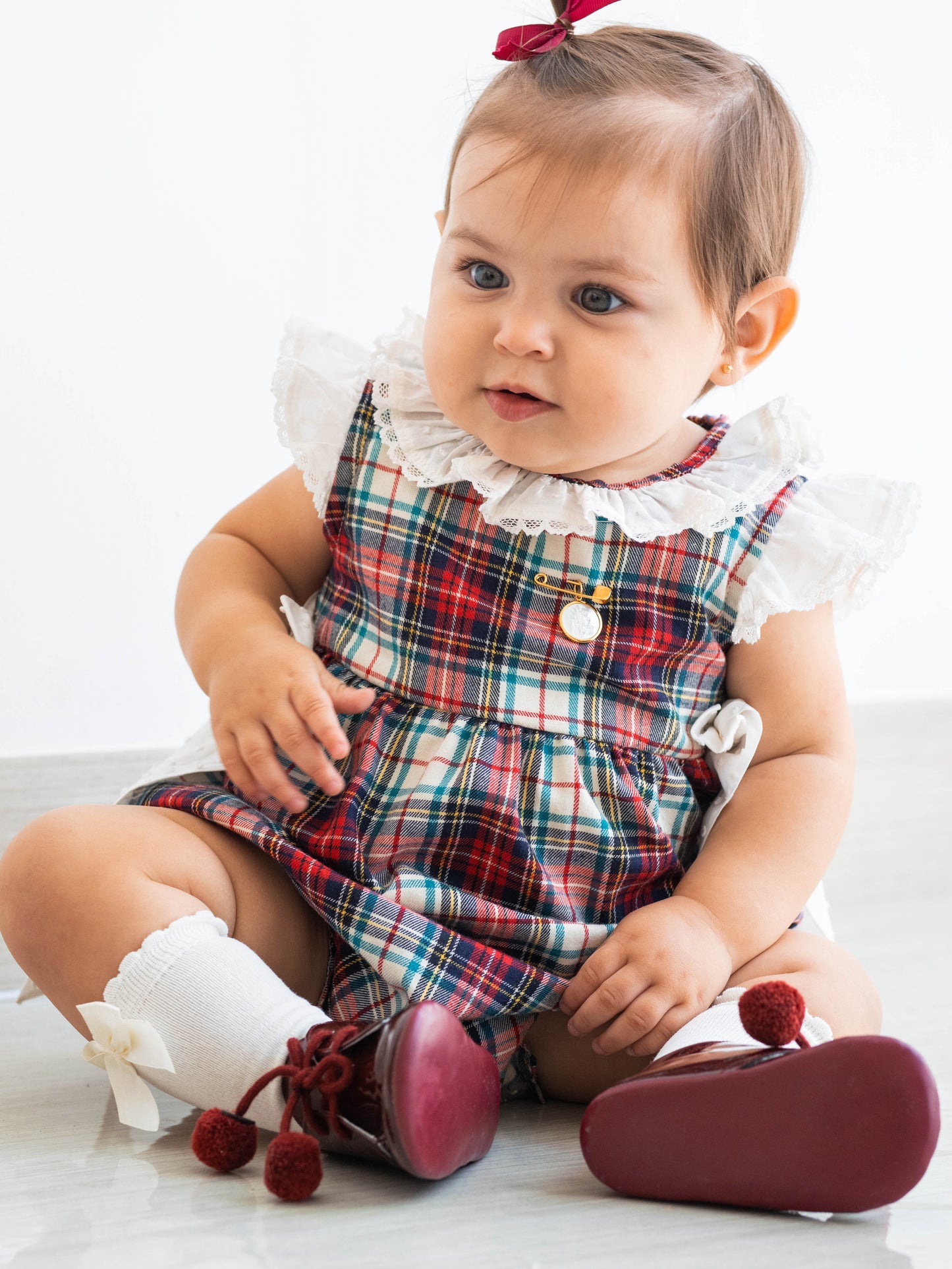 Ranita tartán burdeos y beige