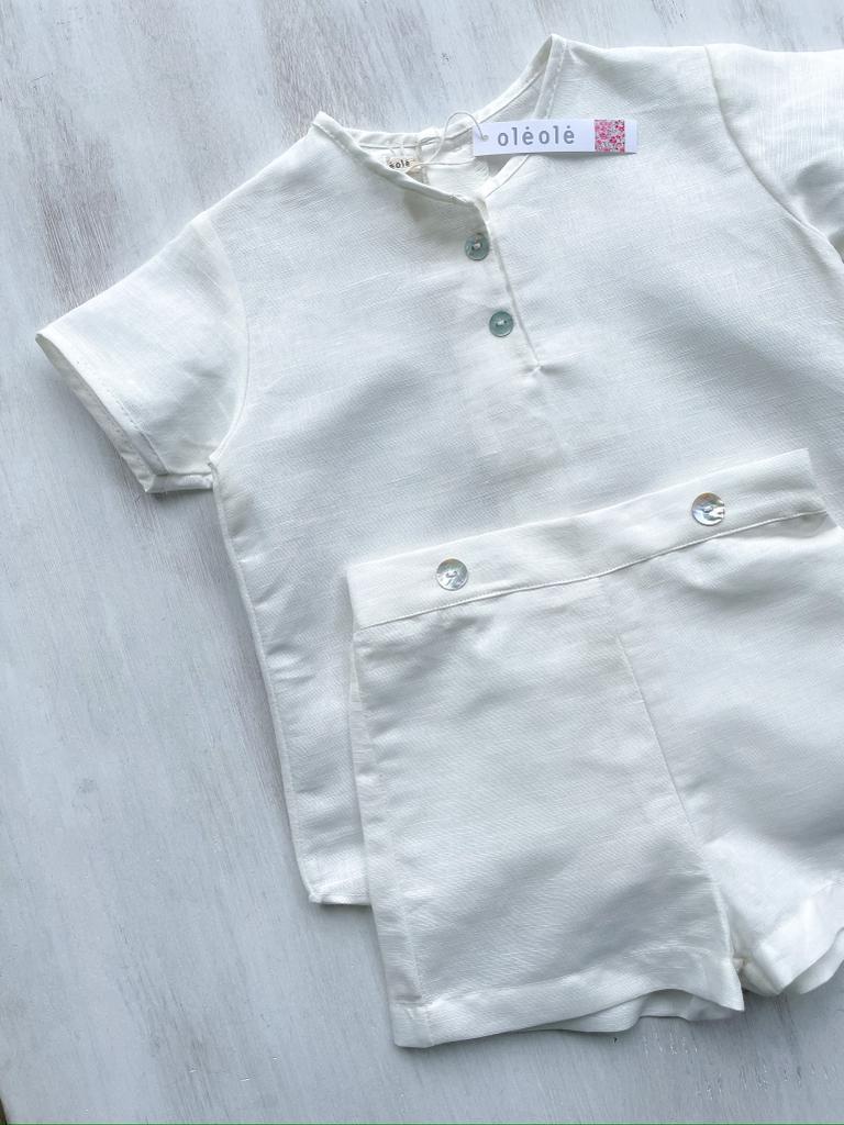 Conjunto varón short hilo crudo