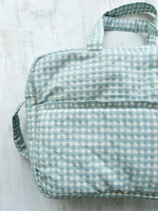 OlėOlėBag cuadros turquesa y beige